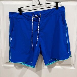 Rhone Fletcher Board Shorts Mens 35 Royal Blue Turquoise Trim Swim Trunks 100135